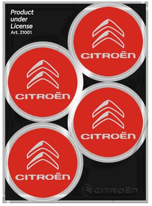 Citroen Aufkleber für Radzierblenden, offiziell, 4 Logos, 48 mm, Rot