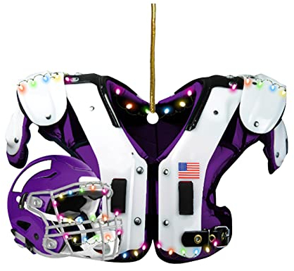 Weihnachtsanhänger, Pads Dekoration amerikanisches Auto für Weihnachten Schulter DIY Football Helm Spiegel Rückansicht Sammlung und Anhänger Handwerk Dekoration Weihnachtsbaum (Purple, One Size)