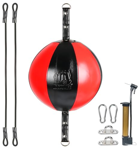 InnoLife Doppelend-Punchingball-Schlagsack-Set, Speed-Striking Reflex Kit mit Bungee-Seilen, perfekt für Reaktion, Beweglichkeit und Hand-Augen-Koordinationstraining (Schwarz und Rot)