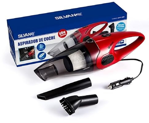 GNCHome Aspirador de Coche Potente 60W - Aspiradora de Mano Portátil con Filtro Hepa – Potente Aspirador con Cable Toma de 12V – Cable 3 Metros.