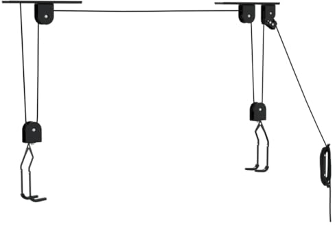 vidaXL Elevadores de Bicicletas con Montaje en Techo 2 Unidades 20 kg, Elevador de Bicicletas, Sistema de poleas de Bicicletas, Elevador de Techo de Bicicletas