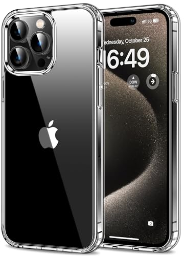 HOOMIL Crystal Clear Hülle für iPhone 15 Pro, [Anti Gelb] [Militärisch Stoßfest] Handyhülle Durchsichtig Hart Rückseite Schutzhülle - Transparent