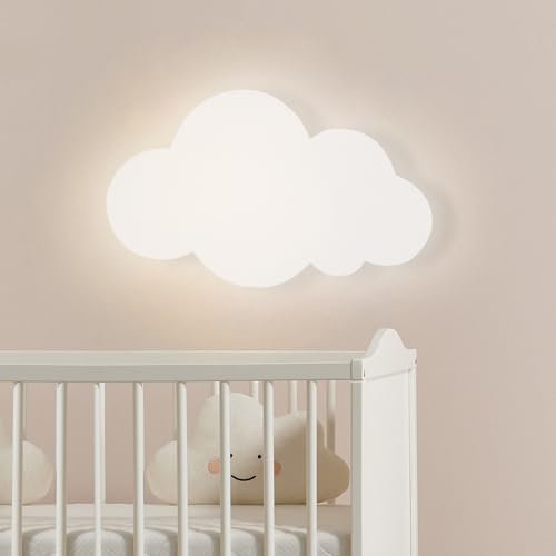 KZT LED Kinderzimmer Wandlampe Innen 12W Wandleuchte Junge Mädchen Cartoon Wolkenlampe Modern Acryl Wandbeleuchtung für Babyzimmer Schlafzimmer Hotel Dekorative Nachtlicht Kaltes Weiß 6000K