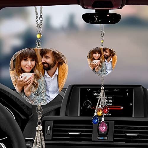 Personalisierter Kristall-Auto-Anhänger, Innenraum, individuelles Foto, Kristall-Rückspiegel-Anhänger, Foto, Geschenk, Dekoration, Zubehör
