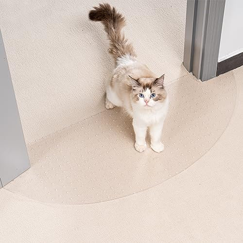 Uross Semi-Circular Carpet Protector for Pets 1PCS, Plastic Cat Carpet Protector for Doorway, Cats Scratch Carpet Protector Mat, Cat Ripping Up Carpet Under Door, Carpet Scratch Stopper