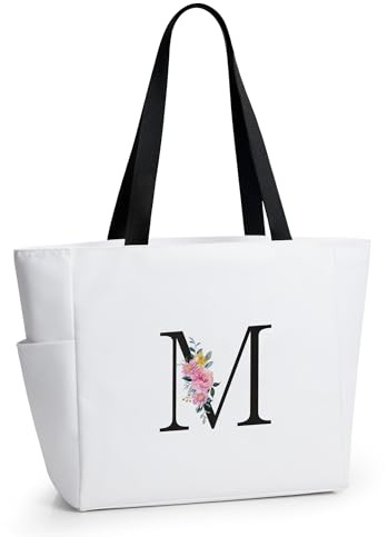 KALIDI Handtasche Damen A-Z Reißverschluss Schultertasche,Personalisierte Initialen Tragetasche Geschenke für Damen,Strand,Reisen,Einkaufen,Schule