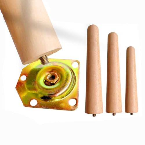 Lot de 4 pieds de rechange en bois massif pour table de chevet, fauteuil, armoire, ottomane, modèle incliné de 15 cm