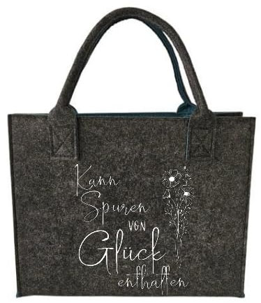 Nadelkonfetti, farbige u. robuste Filztasche mit Spruch, Kann Spuren von Glück enthalten (Einkaufstasche, Tasche, Shopper) (anthrazit)