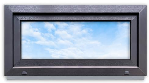 LORAC | Kunststofffenster Anthrazit-weiß 1000x500mm, 100x50cm, kippbar, Standard-Fenster mit 2-fach Verglasung, energiesparend, Kellerfenster mit CE-Zertifikat, ideal für Wohnräume und Keller