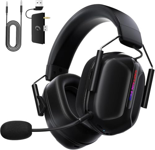 RYR Cuffie da gioco wireless per Xbox Series X|S, Xbox One, PC, PS5/4, Mac, Mobile, Switch, suono surround 3D, Bluetooth 5.3, batteria 60H, cuffie da gioco con microfono rimovibile con cancellazione