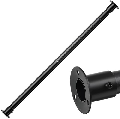 Tringle Vêtements Extensible, 43-139cm Tringle à Vêtements avec Base Ronde Réglable en Acier Inoxydable, Rail pour Suspendre des Cintres et Habillement Dans Penderie, pour Chambre à Couch/Noir Mat