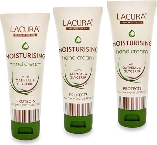 ark future Lacura Moisturising Hand Cream | With Oatmeal & Glycerin | Intense Hydration for Soft Hands | Long-Lasting Moisture | 75mL (Pack of 3)