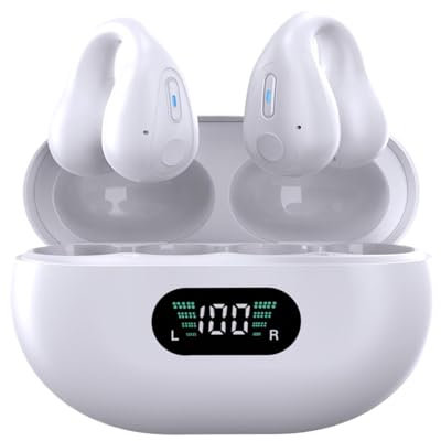 AMSLSIU SPORTS EARPHONES FOR 3D Surround Sound Effect Intelligent Noise Reduction ABS Wireless Headphones Bluetooth Earbuds, Ceramic White