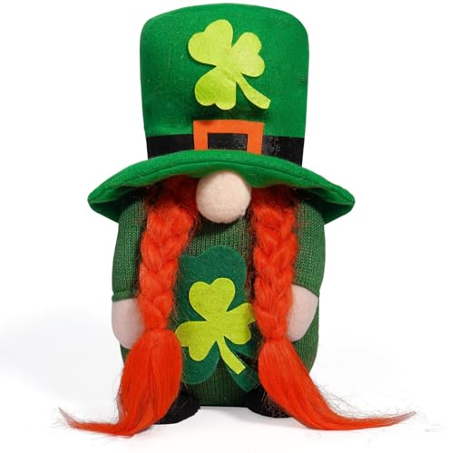 Javoryxh Patricks Day Zwerge Plüschpuppen Ornament Festival Kobold Schwedische Tomtes Zwergelfen Figur Irisches Feiertagspartygeschenk Irische Festivaldekoration