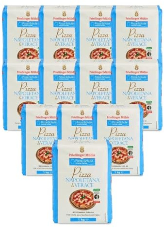 Bielmeier Frießinger Mühle Pizzamehl Verace Napoletana 12×1 kg – AVPN‑zertifiziertes Pizza Mehl Typ 00 für neapolitanische Pizza mit elastischem Teig & knuspriger Kruste, Großpackung