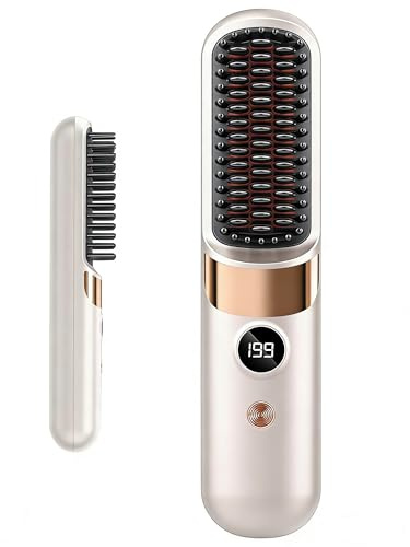 5-in-1 Wireless Hair Styling Brush, Go Brush Pro, Cordless Hair Straightener Brush, Portable Straightener Brushs for Hairs Styling, Rechargeable Heated Styling Brushes for Travel &Daily