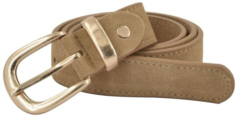 styleBREAKER Damen Echtleder Gürtel Velours Optik | 100% Spaltleder, 3 cm Breite für Bundweiten 80-105 cm. Klassische Einfachdornschließe im Vintage Antik Gold Design.