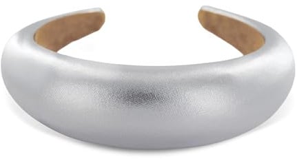 axy Breiter Haarreif mit Stoff gepolstertes Wunderschön Damen Stirnband Haarschmuck Haarreifen Hairband HRK2L (Silber)
