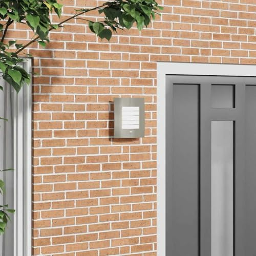 Moderne Außenwandleuchte Silber 23,5x9x26 cm aus Edelstahl und Kunststoff, rechteckige E27 Außenlampe wetterfest für Garten, Terrasse und Eingang