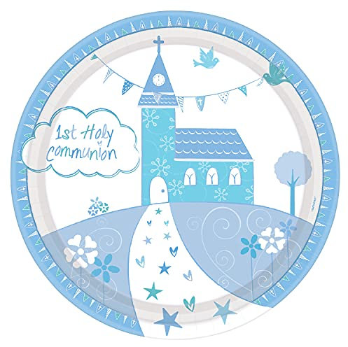 Amscan – 9901887 Comunión Iglesia azul platos de papel 23 cm
