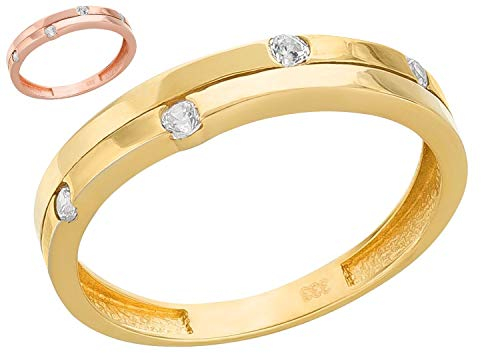 Ardeo Aurum Damenring aus 333 Gold Gelbgold mit Zirkonia im Brillant-Schliff Verlobungsring