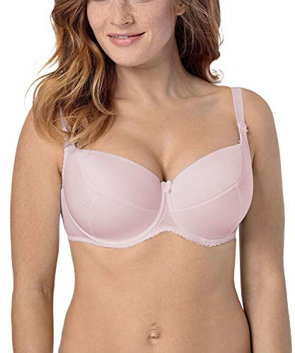Gaia 281 Kate Underwired Padded Full Patterned Cup Bra Non Removable Adaptable Straps Comfortable Lingerie - Made in EU, Pink,36C