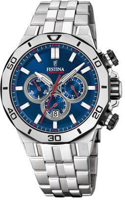 Festina Unisex Erwachsene Chronograph Quarz Uhr mit Edelstahl Armband F20448/3