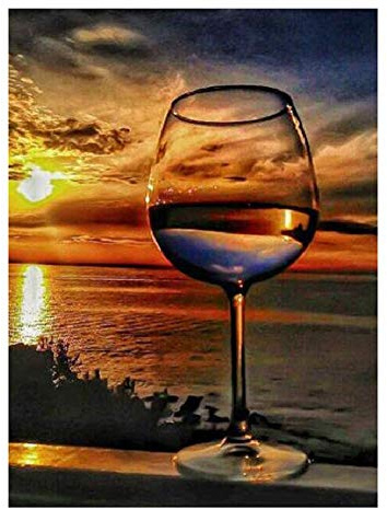 najiaxiaowu Adult Puzzles 1000 Pieces DIY Sunset Sea Wine Glass Wooden Puzzles Children and Elderly Puzzles Modern Home Decor Wall Art Unique Gift 75 cm x 50 cm(27.56 x 16.68 in)