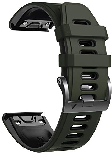 NotoCity Armband für Garmin Fenix 6x/6x Pro/5x/5x Plus/7x/7x Pro/8 51mm, Quickfit 26mm Uhrenarmband für Garmin Enduro 2, Fenix 3/3 HR, Instinct 2X, Epix Pro 51mm, Descent MK1/2(Armeegrün-Schwarz)