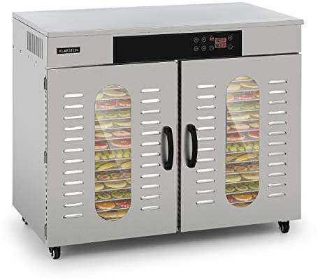 Klarstein Master Jerky 500 Pro Séchoir Professionnel/Gastronomique, avec 32 étagères, 3000 W, Capacité: 4,86 m², Thermostat : 40-90 °C, 32-48 kg de fruits/légumes, Boîtier en acier inoxydable