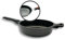 SKK 14728 Schmorpfanne mit Sicherheits-Glasdeckel, ø 28 cm, Induktionsgeeignet, hoher Rand, abnehmbarer Griff, Aluminium-Handguss-Pfanne, antihaft-beschichtet