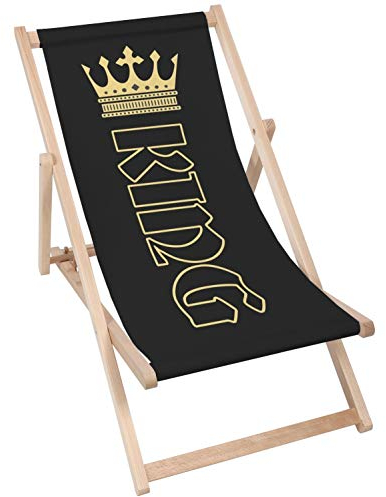 Merino Wool Hartholz Sonnenliege, Liegestuhl, Klappbar, Gartenliege Rückenlehne verstellbar leicht klappbar Garten Balkon Strand Holzklappstühle Naturholz Lounger (1, Gold King)