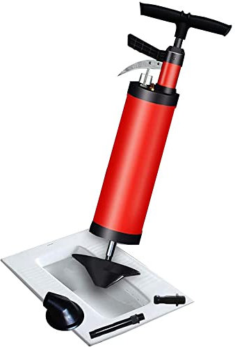 LOHOX Desatascador de Desagües de Alta Presión Limpieza Multifuncional Bomba de Drenaje Profesional de Aire Comprimido Limpiador Rápido y Eficaz de Tuberías para Cocina, BañO (Rojo)