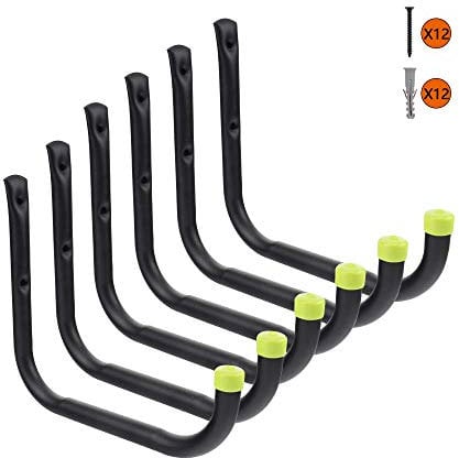 Intpro Garage Organization Hooks Heavy Duty Garage Storage Utility Wall Hooks Garden Tool Wall Hanger for Ladder Bike Shelf Hose Power Tool 6 Pack