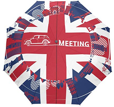 UK Flag Art Umbrella Windproof Automatic Foldable Umbrells Auto Open Close for Men Women Kids