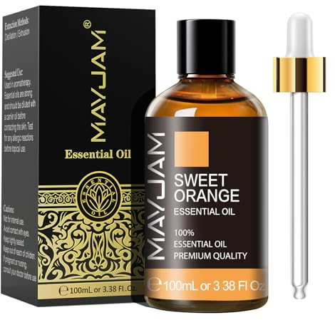 MAYJAM Aceite Esencial de Naranja Dulce 100ml, Aceite de Naranja Dulce para Difusor, Humidificador, Bricolaje, Hogar, Accesorios