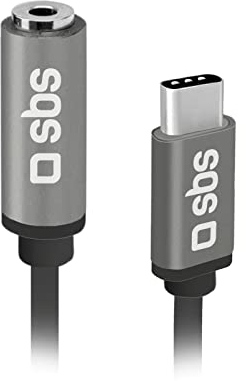 SBS Audio-Adapter 3,5 mm Klinke auf USB-C, Metallstecker, für Smartphones, Ohrhörer, Kopfhörer, Hi-Fi-Anlagen, Lautsprecher, 15 cm langes Textilkabel für Musik und Anrufe