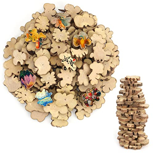 Kurtzy Natur Holzstücke zum Basteln (500g) Größen von 2-4 cm - Baumscheiben mit Rinde und Ohne Loch zum Handwerken - Weihnachts-, Hochzeits- und Astscheiben Deko