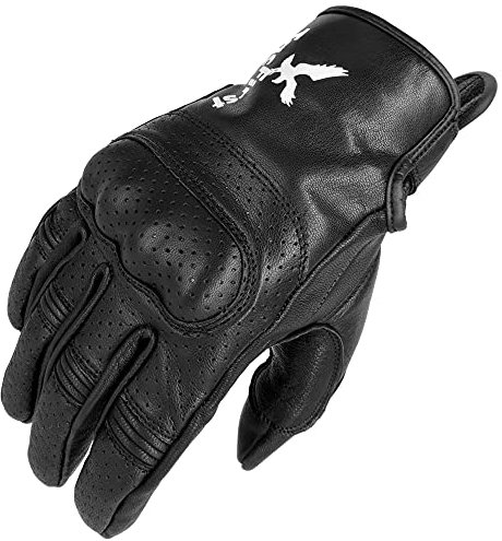 TacFirst Amalfitana Motorrad Handschuhe Leder H030, atmungsaktive Retro Motorradhandschuhe, Vintage Hard Knuckle Knöchelschutz (Nero, M)