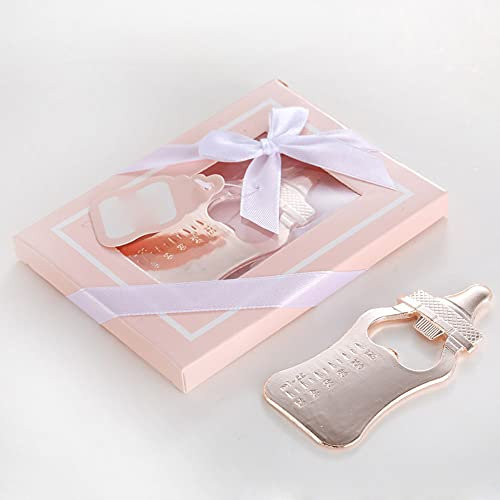 EESLL 12PCS Bottle Openers Baby Shower Favor for Guest,Rose Gold Feeding Bottle Shape Bottle Opener,Beer Opener,Can Opener for Gifts,Souvenirs(Pink Box)