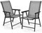 RELAX4LIFE 2er Klappstuhl, Gartenstuhl mit Rücken- & Armlehnen, robuster Campingstuhl für Garten & Balkon & Terrasse, Balkonstuhl mit atmungsaktiver Sitzfläche, bis zu 150 kg belastbar, schwarz+grau