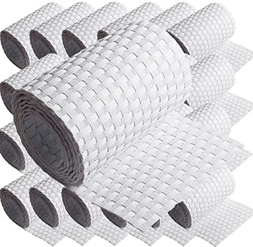 25 x Poly-Rattan Sichtschutzstreifen für Doppelstabzaun Doppelstab Matten Flechtzaun 19|255 cm Weiß