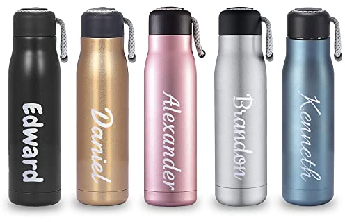 Shumei Personnalisé Personnalisé Nom Gravure Bouteille d'eau en Acier Inoxydable, Cadeaux De Bouteille De Sport Tasse De Voyage Lnsulated - 550 ML Concevez Votre Bouteille d'eau