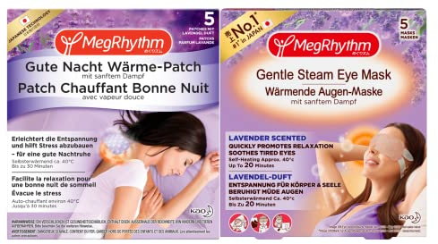 MegRhythm Vorteils-Set - 1x 5 MegRhythm Wärmende Augenmaske und 1x 5 MegRhythm Gute Nacht Wärme-Nackenpflaster - Entspannung für die Augen und den Körper