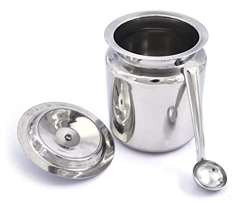 KSJONE Stainless Steel Oil and Ghee Container for Kitchen I Multipurpose Oil Container with Lid I Capacity of 400 ml