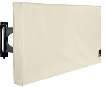 iBirdie Outdoor Waterproof and Weatherproof TV Cover for 52 to 55 inch Outside Flat Screen TV, Beige 600D Thick Fabric TV Screen Protector