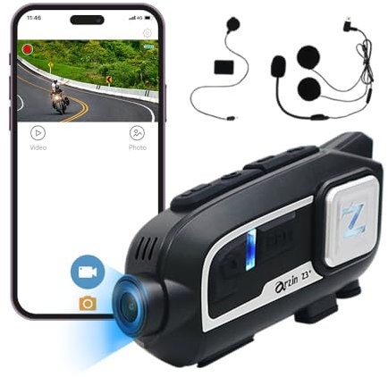 Z3+ Motorcycle Helmet Bluetooth Headset with Dash Cam & Intercom, 2K/30FPS, 1080P/60FPS, Best Video Quality, Connects up to 6 Riders, IP65 Waterproof, Connect up to 5km, WiFi Instant View