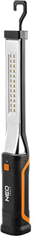NEO TOOLS Schnurlose Werkstattlampe Arbeitsleuchte Taschenlampe Leistung 10W, 600 Lumen, SMD LED, Batterie 2200mAh 3.7 Li-Ionen, USB-Ladegerät 5V/1A, Ladezeit 4h, Betriebszeit max. 2h, Haken, IP44