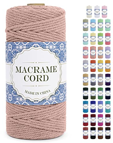 Uiopa Corde Macramé 3mm x 100m Ficelle Macramé Naturel Cordon Coton Fil Macramé 3mm Cordelette pour Suspension Murale Tressée de Plante Rideau Bricolage Décoration Intérieure Boho (Rouge Brique)