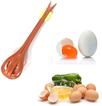 Multifunktionaler Schneebesen, 2-in-1 Lebensmittelclip & Schneebesen, Nylon, Eierschlägel, Nudelklemme, Salat, Brot, Clips, Creme-Mixer zum Kochen, Grillen, Mischen, Schlagen, Rühren (rot)
